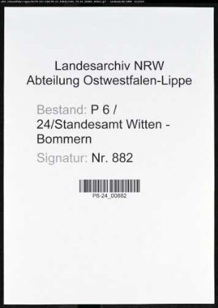 Sterberegister Standesamt Witten-Bommern