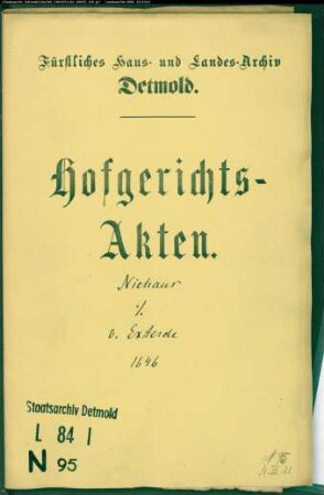 Niehausen, Nikolaus gegen Anton Heidenrich von Exterdes Witwe - Schuldforderung