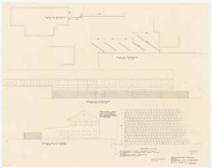 Fernmeldetechnisches Zentralamt, Darmstadt: Technischer Plan Sichtschutzmauern (Grundrisse, Ansichten, Detail), 1:200, 1:100, 1:10