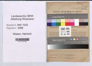 Entnazifizierung Heinrich Van Wasen , geb. 14.09.1895 (Handwerker)