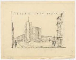 Rathaus, Bochum: Perspektivische Ansicht Ideenskizze