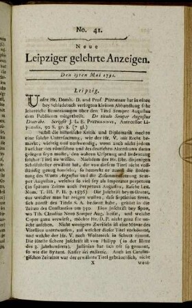 No. 41. Den 23ten Mai 1791.