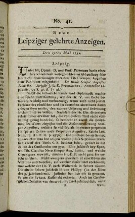 No. 41. Den 23ten Mai 1791.