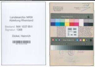 Entnazifizierung Heinrich Dickel , geb. 27.04.1900 (Postangestellter)