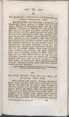 66. Die Stadt Bremen klagt über den Vogt auf Helgoland. 1505-1506.