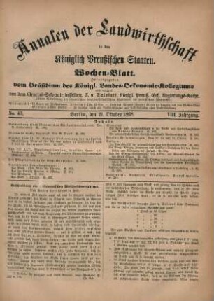 No. 43. Berlin, den 21. Oktober 1868. VIII. Jahrgang.