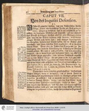 Caput VII. Von des Inquisiti Defension