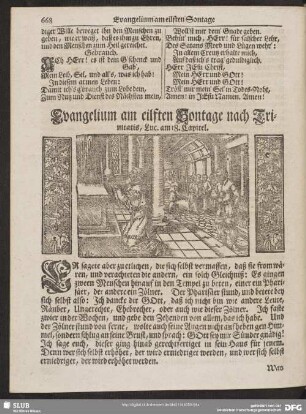 [Evangelium und Epistel am eilften Sontage nach Trinitatis]
