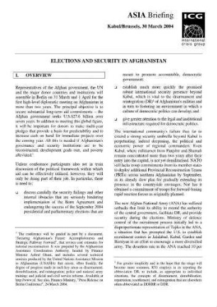 Elections and security in Afghanistan