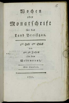 3tes Heft 6tes Stück des 2ten 4tel Jahrs für den Weinmonat,[...]