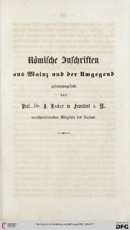 2: Römische Inschriften aus Mainz und der Umgegend
