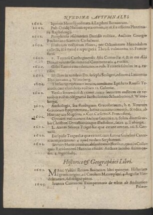 Historici & Geographici Libri.