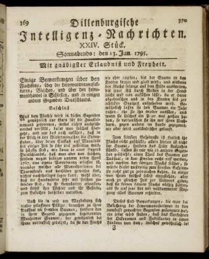 XXIV. Stück. Sonnabends: den 13. Jun. 1795.
