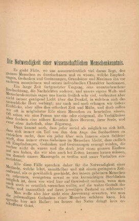 Die Notwendigkeit einer wissenschaftlichen Menschenkenntnis