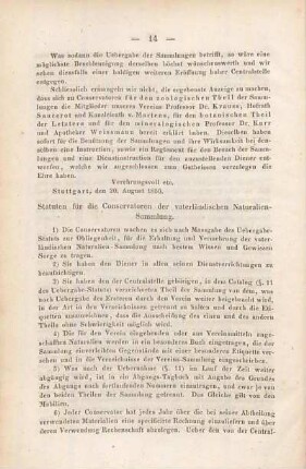 Statuten für die Conservatoren der vaterländischen Naturalien-Sammlung