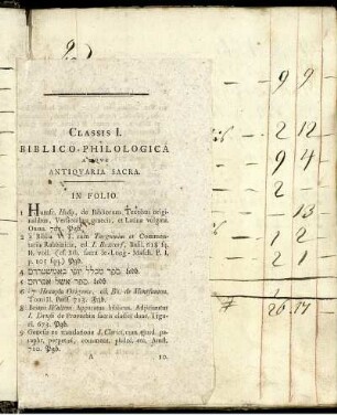 Classis I. Biblico - Philologica.