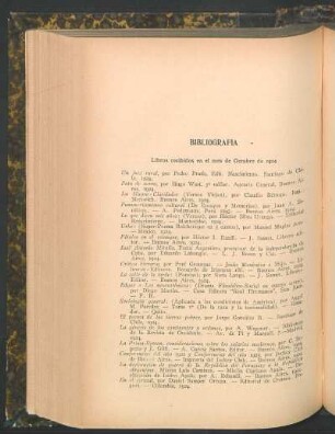 Libros recibidos en el mes de Octubre de 1924