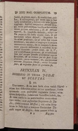 Articulus IV. Digressio in Veba Judæ et Sceptri.