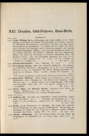 XXI. Druiden, Odd-Fellows, Bnai-Brith.