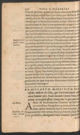 Praeclarum Martyrium Beatißimi Andreae De Chio ...