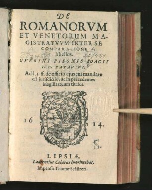 De Romanorum Et Venetorum Magistratuum Inter Se Comparatione libellus