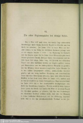 VI. Die ersten Regierungsjahre des Königs Anton