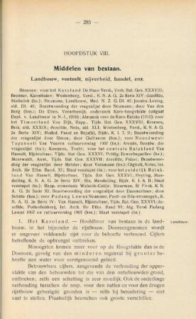 Hoofdstuk VIII. Middelen van bestaan. Landbouw, veeteelt, nijverheid, handel, enz.