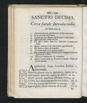 Sanctio Decima. Circa fatale Introducendae.