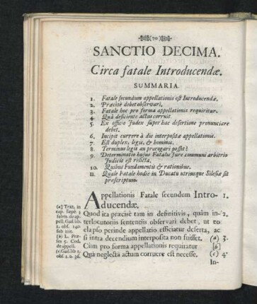 Sanctio Decima. Circa fatale Introducendae.