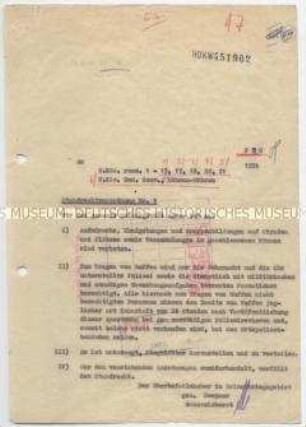 Befehl des Oberbefehlshabers im Heimatkriegsgebiet Generaloberst Hoepner u.a. zum Verbot von Aufmärschen und Kundgebungen im Rahmen der Operation "Walküre" - Sachkonvolut