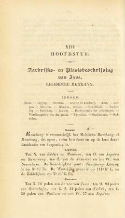 XIII. Hoofdstuk. Aardrijks- en plaatsbeschrijving van Java. Residentie Rembang