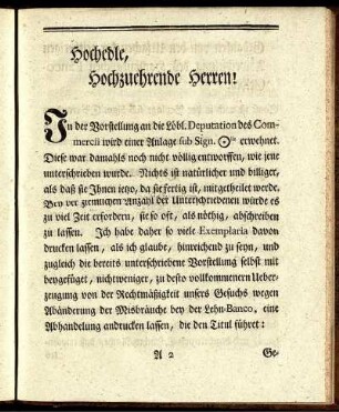 Hochedle Hochzuehrende Herren!