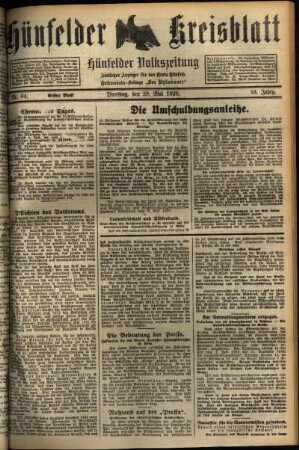 Erste Ausgabe vom Dienstag, den 29. Mai 1928.