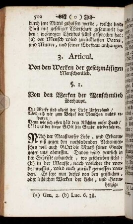 3. Articul. Von den Werken der gesetzmässigen Menschenlieb.