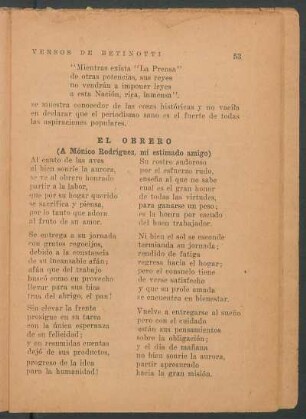 El obrero : (A Mónico Rodríguez, mi estimado amigo)