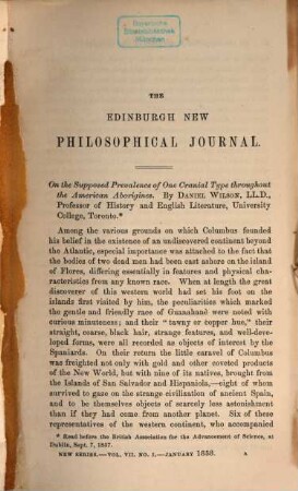 The Edinburgh new philosophical journal. 7. 1858