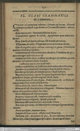 Fl. Clari Grammatici de Latinitate