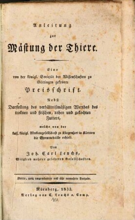 Anleitung zur Mästung der Thiere