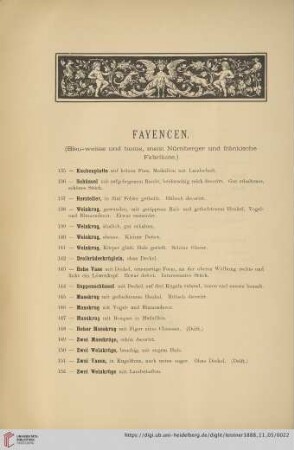 Fayencen (Nr. 135 - 200)