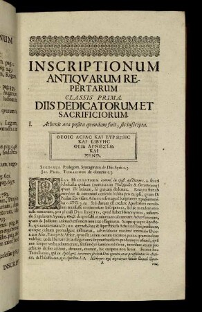 Classis Prima. Diis Dedicatorum Et Sacrificiorum