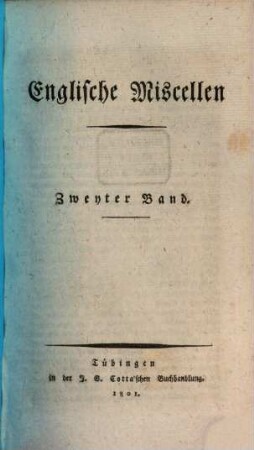 Englische Miscellen. 2. 1801