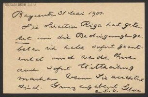Brief an B. Schott's Söhne : 31.05.1901