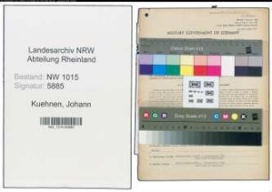 Entnazifizierung Johann Kuehnen , geb. 15.09.1893 (Baecker)