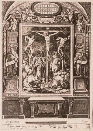 Kalvarienberg mit Renaissanc-Einrahmung