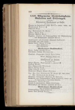 XXIII. Allgemeine Wohlthätigkeits=Anstalten und Stiftungen.