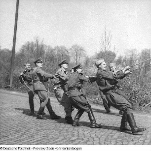 Pioniere beim Bäumefällen Dohnaer Straße