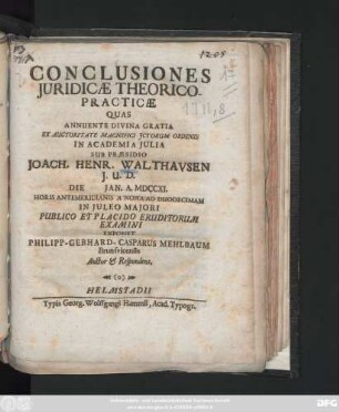 Conclusiones Juridicæ Theorico-Practicæ