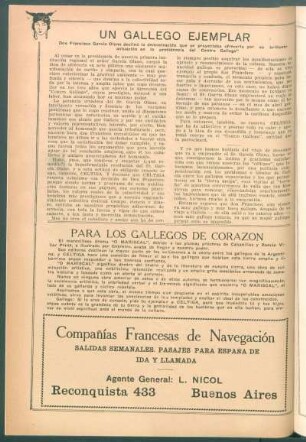 Un gallego ejemplar : Don Francisco García Olano declinó la demostración que se proyectaba ofrecerle por su brillante actuación en la presidencia del "Centro Gallego"