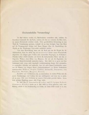 Zur Geschichte der Physik an der Universität Würzburg : Festrede zur Feier des dreihundert und zwölften Stiftungstages der Julius-Maximilians-Universität gehalten am 2ten Januar 1894