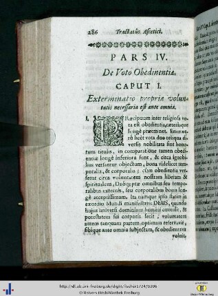 Pars IV. De Voto Obedientiae.